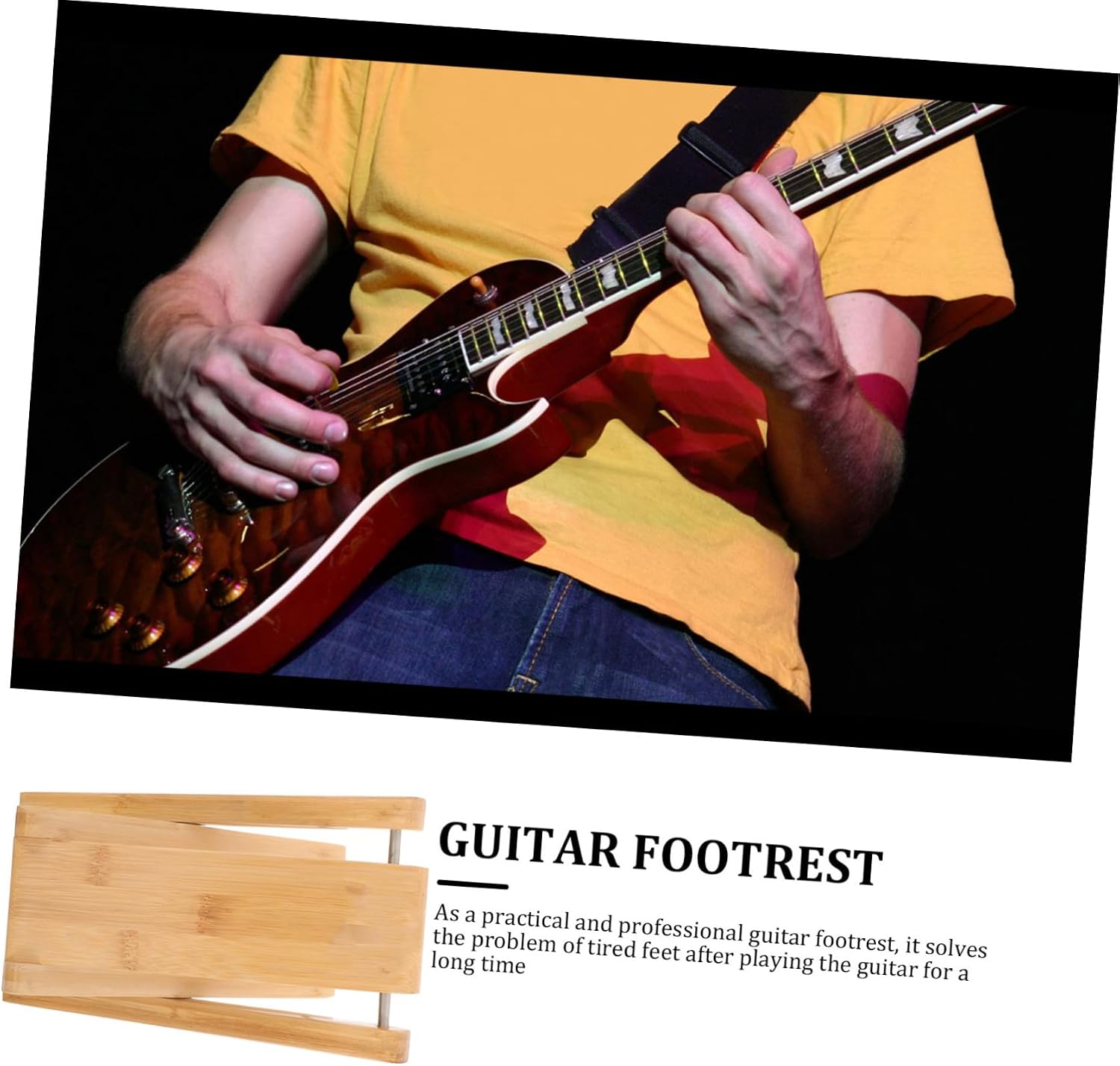 SHOWERORO Guitar Footstool Classical Guitar Parts Heavy Duty Wooden Stool for Musicians
