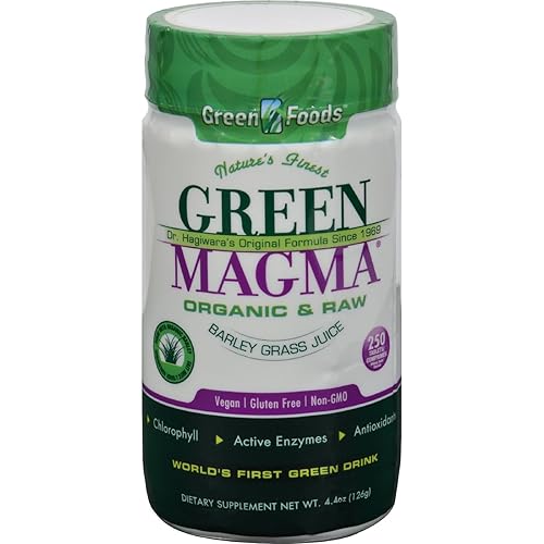Green Foods Dr Hagiwara Green Magma Barley Grass Juice Powder - 250 tabletas - 70% orgánico - Sin gluten - Vegano
