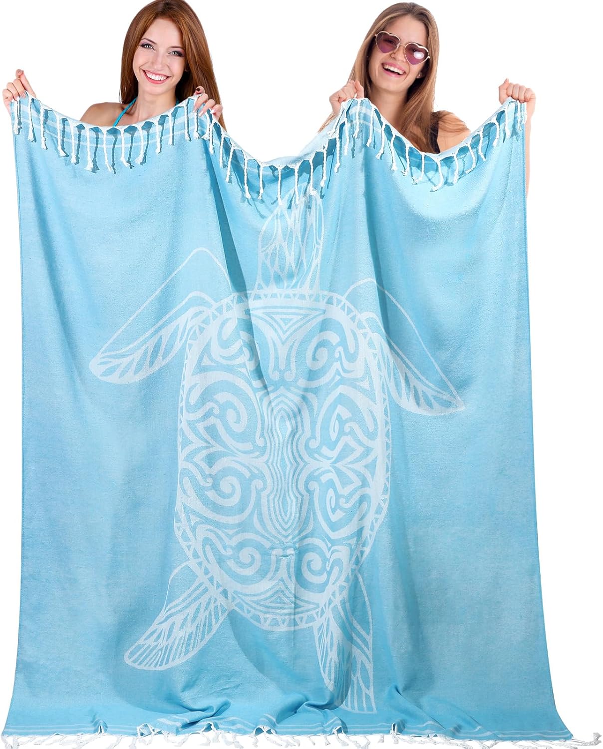 Tranqun Oversized Turkish Beach Towel Blanket Giant Sandproof Towels XXL 66 x 71 Spacious Boho Microfiber Lightweight Sand Towels for Adult Picnic Park Summer Travel Camping