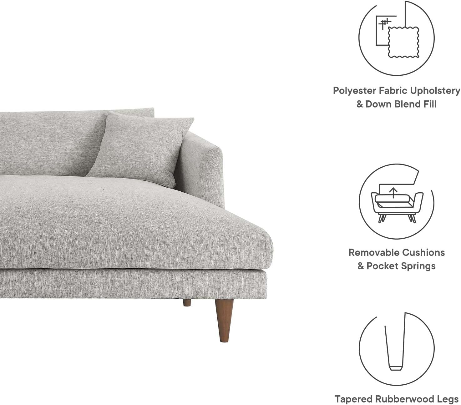 Modway Zoya Sofas, Heathered Weave Light Gray