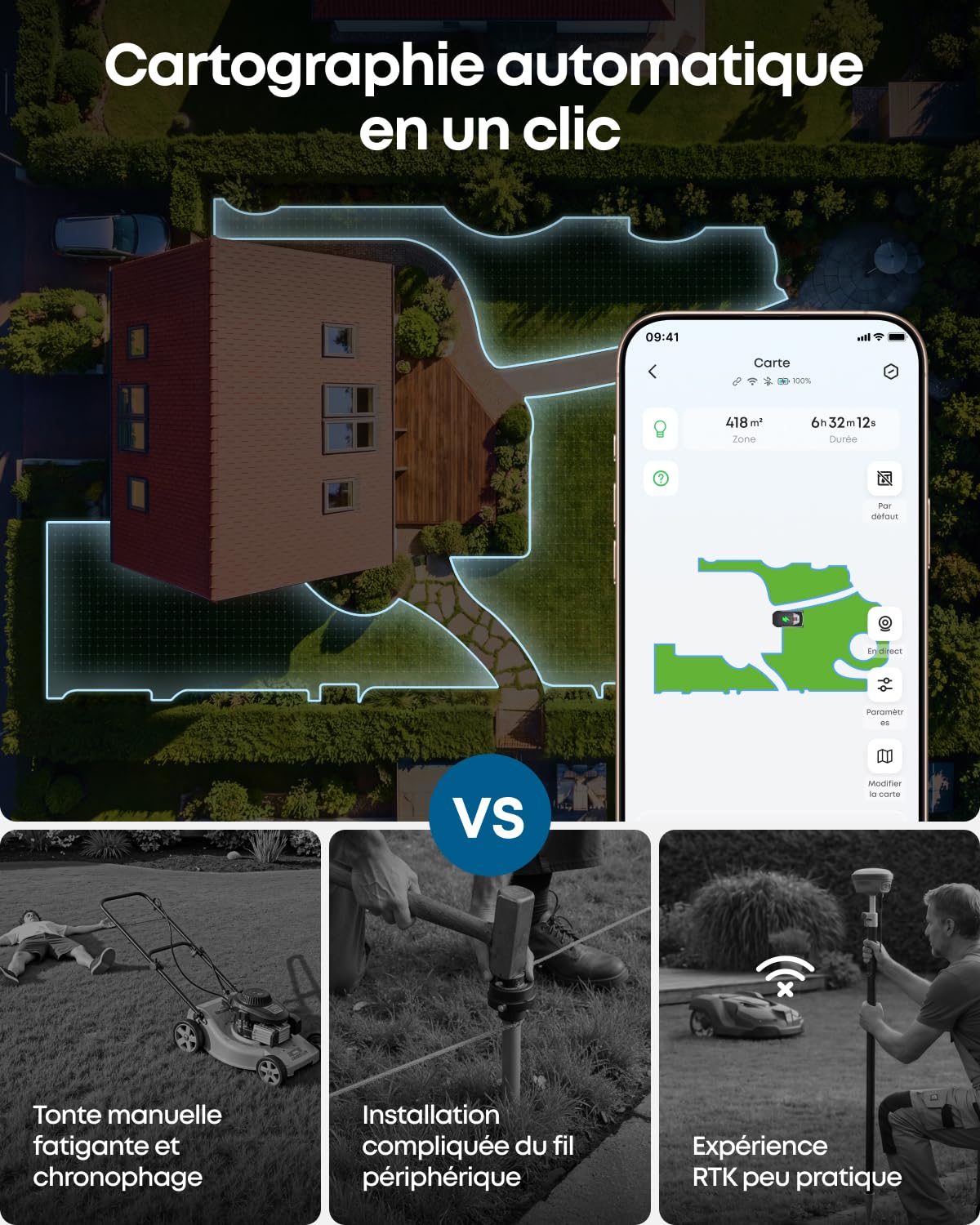 eufy C15 Robot Tondeuse avec Garage, sans Fil périphérique ni RTK