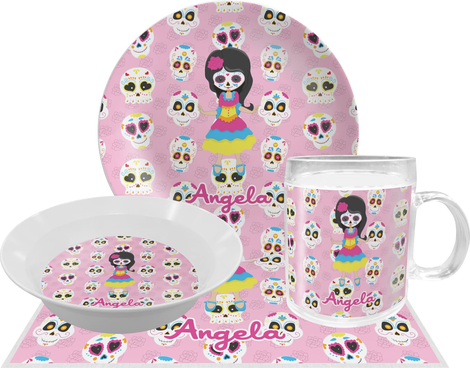 Personalized Kids Sugar Skulls Melamine Bowl - 12 oz