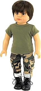 American Fashion World Green Army Outfit for 18-inch Dolls| 2 Piece Set | Premium Quality & Trendy Design | Dolls Clothes | Outfit Fashions for Dolls for Popular Brands