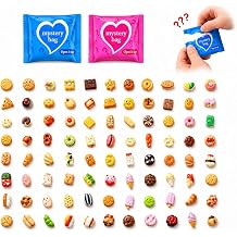50PCS Mystery Blind Bag Mini Resin Figures, Random Surprise Collectible Figurines, Cute Tiny Miniatures for Crafts, Dollhouse Accessories, Fairy Garden Decorations, Party Favor Toys Food