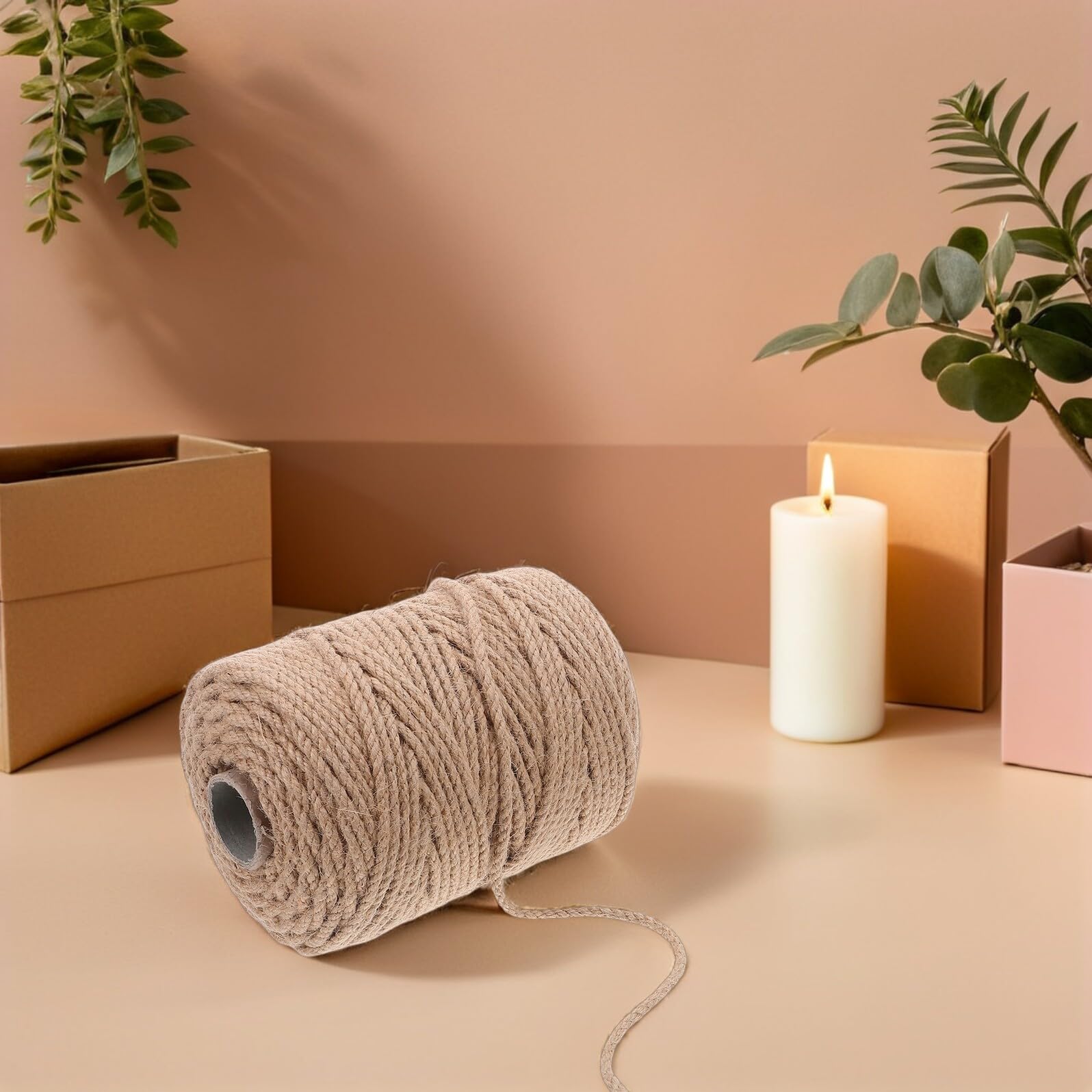 jojofuny Corde Jute Naturelle Tressée Ficelle pour Radeau Jardinage Emballage Colis Projets Décoratifs Intérieur Extérieur