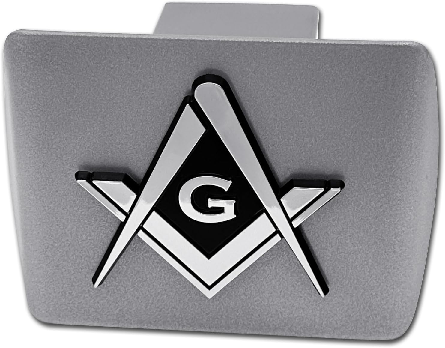 Elektroplate Masonic Square and Compass All Metal Brushed Chrome Hitch Cover for Trucks and SUVs | Fits Standard 2" Trailer Hitch Receivers | Premium Weatherproof
