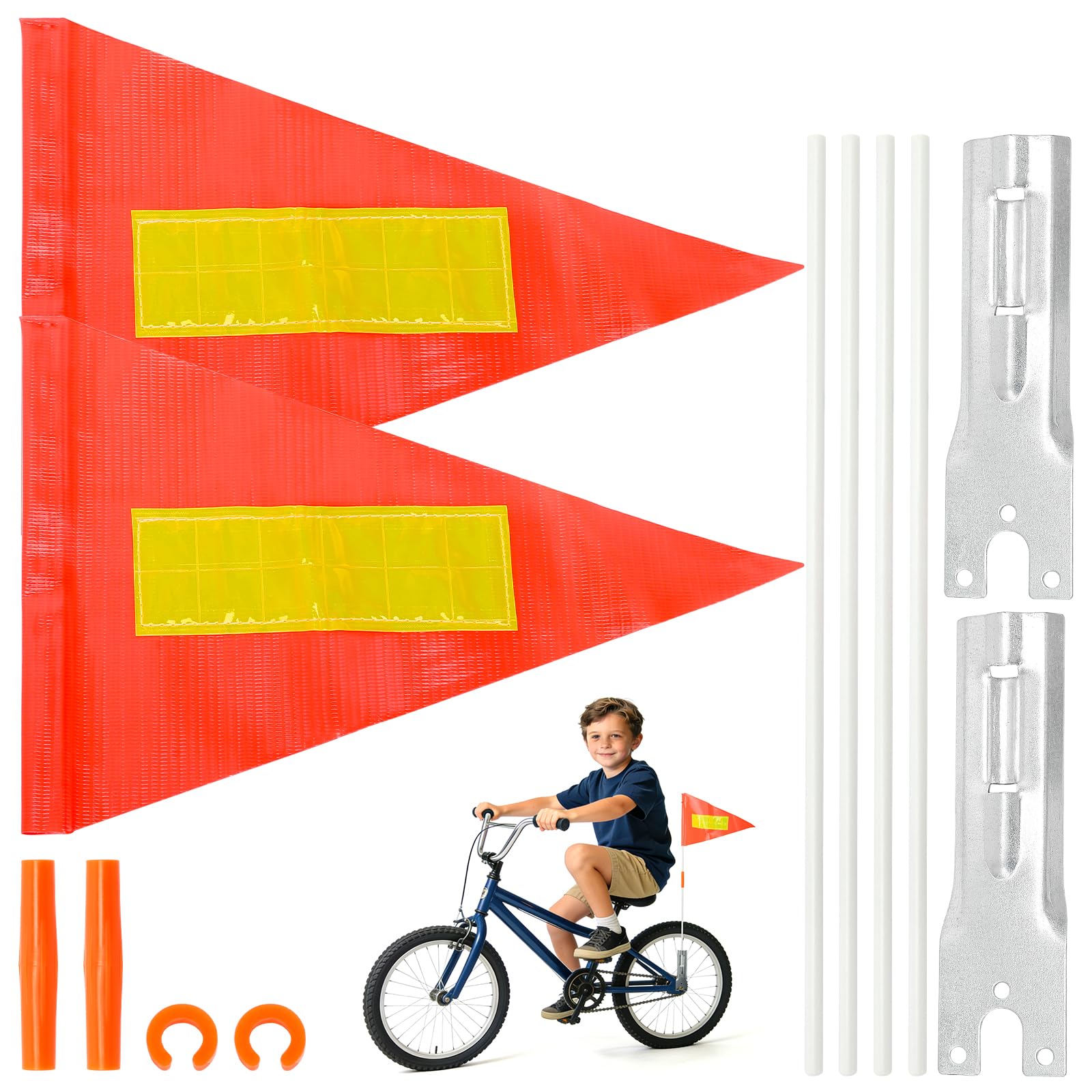 MAIXINNEW 2 Stück Fahrradwimpel für Kinder, Fahne Fahrradanhänger Reflektierende, Sicherheitswimpel Kinderfahrrad, Verstellbare Fahrradwimpel für im Freien radfahrende Kinder, Warnschild