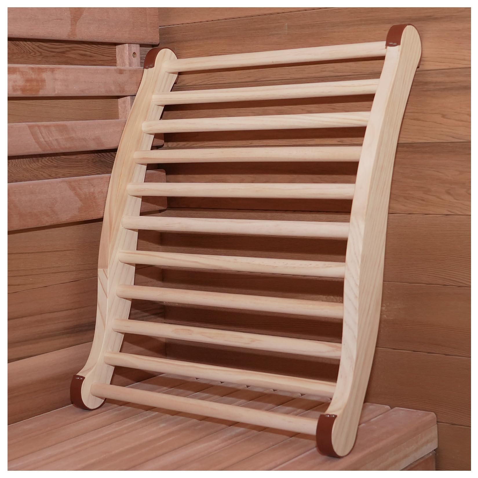 Dossier de sauna en bois non toxique en forme de S pour sauna vapeur et tonneau