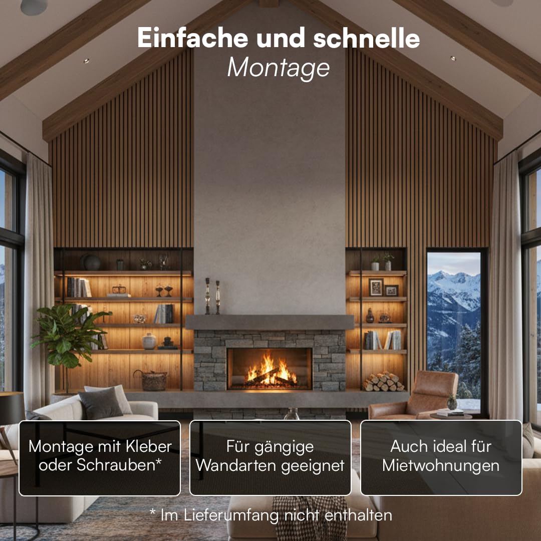 skølm Rune Akustikpaneele 120x60 cm, 4er Set, Holzoptik Eiche, Schallschutz