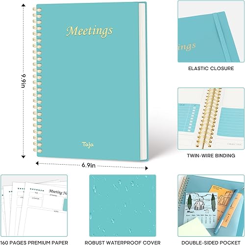 Miniatura 4 de Taja Cuaderno de reuniones para la organización del trabajo, planificador de trabajo con artículos de acción, agenda para tomar notas, 160 páginas