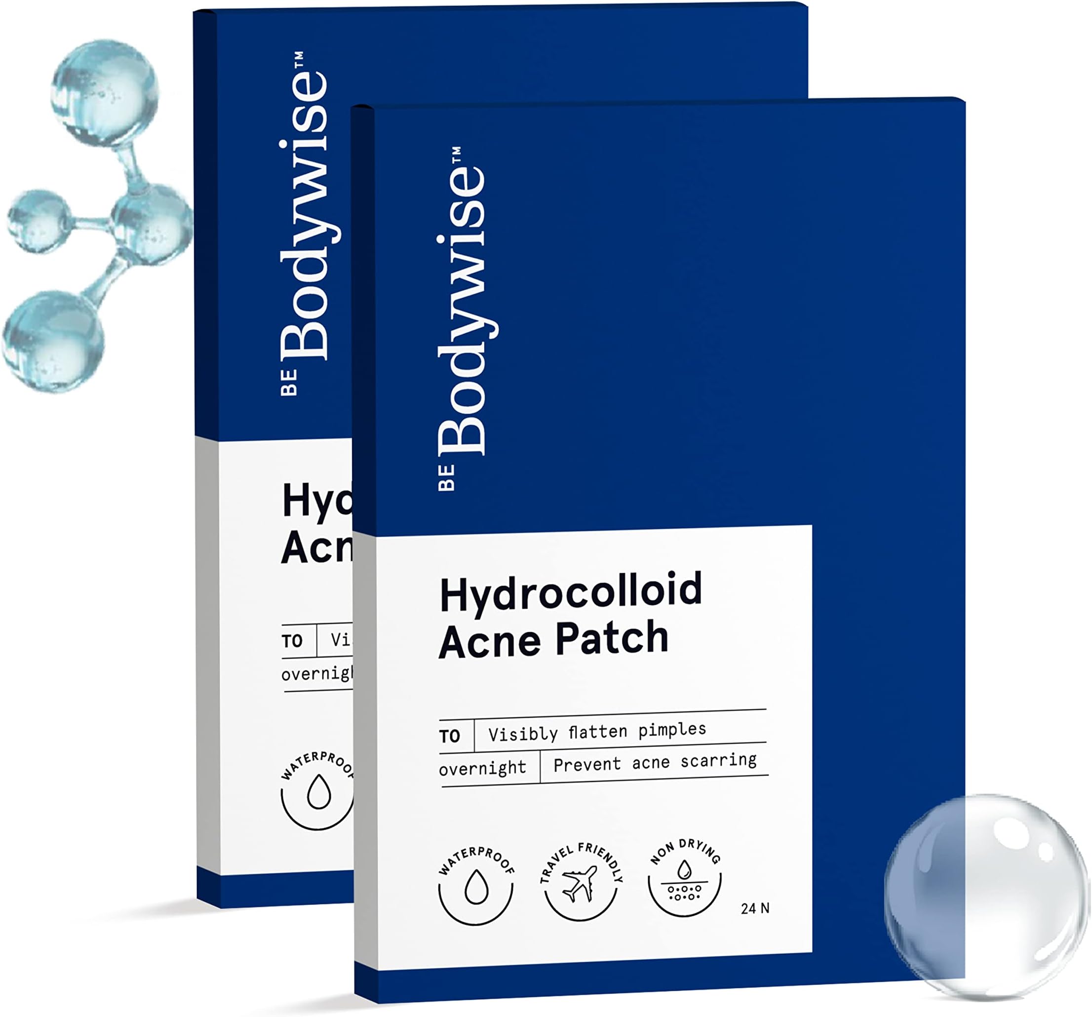 Be Bodywise Acne Pimple Patch for Women (48 Dots | 3 Sizes) Pack of 2 | Absorbs & Flattens Pimples Overnight | Waterproof | Reduces Excess Oil, Shrinks Pimples & Clears Pores