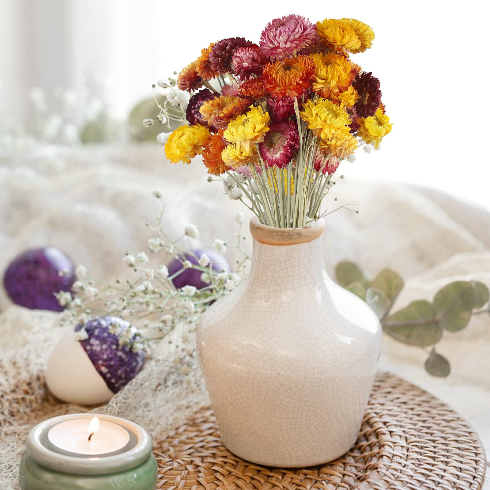 Fiori Secchi Naturali Margherita Composizione 32 Pezzi Stabilizzati per Matrimoni Decorazioni Casa