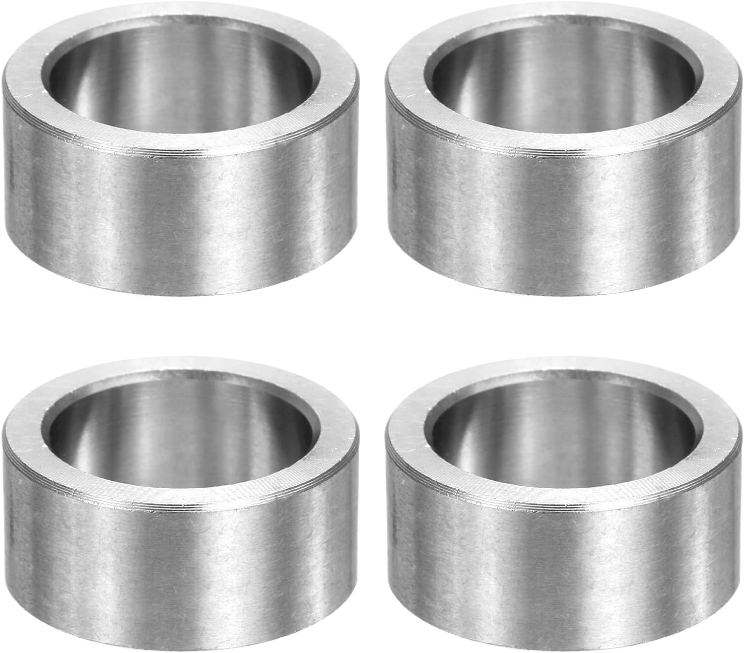 MECCANIXITY 4pcs M16 Metal Spacers, M16 IDx22mm ODx10mm Length Stainless Steel Spacer Round Unthreaded Standoff Bushing Plain Finish for Screw Bolts, Silver 16x22x10mm