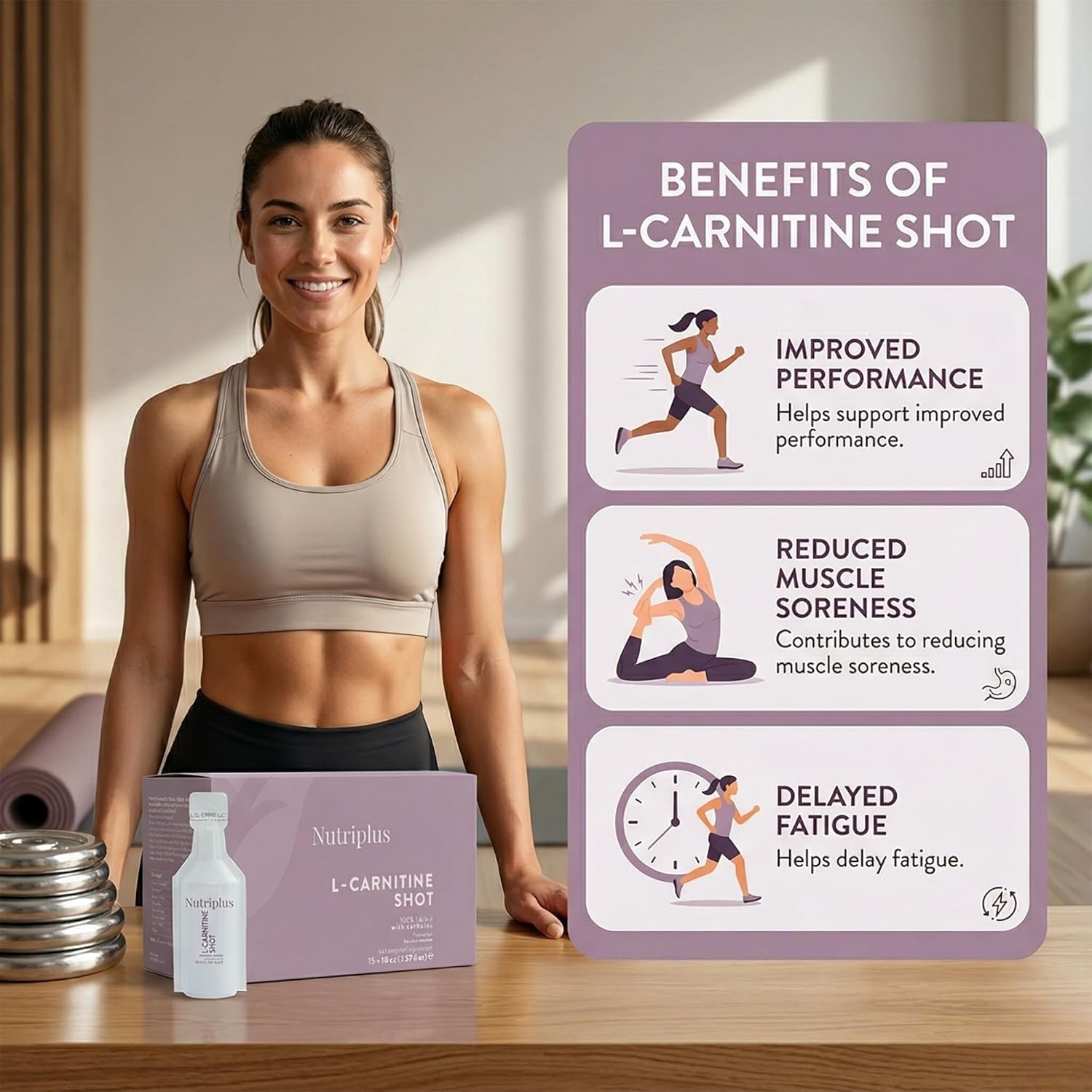 FARMASi Nutriplus L Carnitine Shot Drink, 1500 mg L Carnitine with Green Tea Extract and Vitamin B6, Citrus Flavor, Sugar Free Caffeine Free, 12 x 50 ml