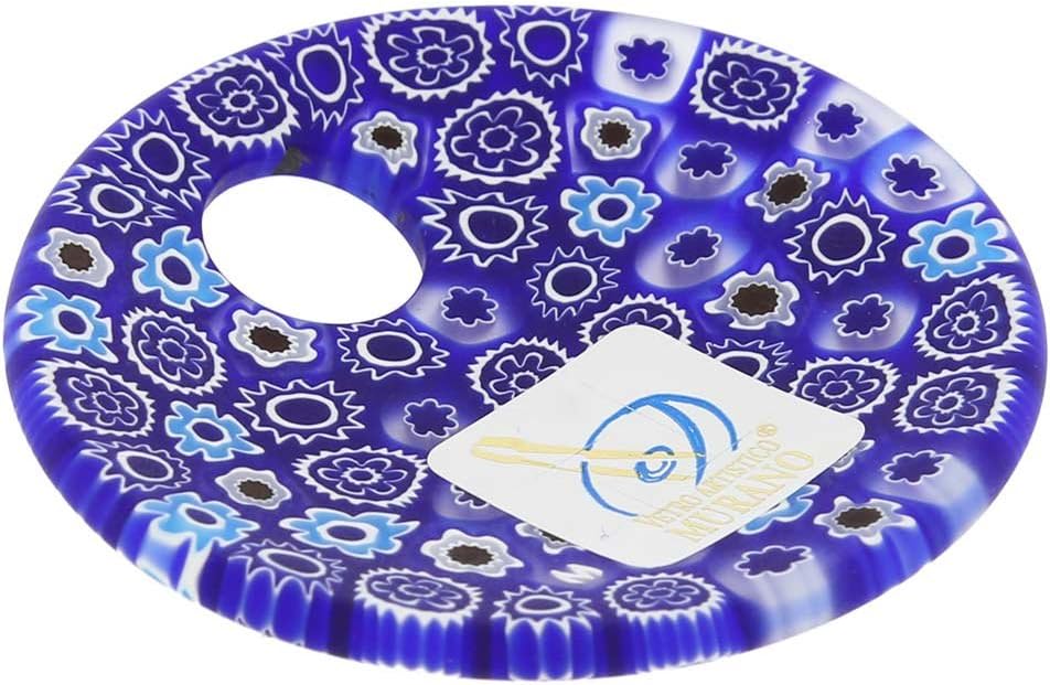 Glass Of Venice Murano Glass Millefiori Blue Pendant for Women 2-1/4 Inch Handmade in Murano Glass Mosaic Millefiori Design in Venice, Italy
