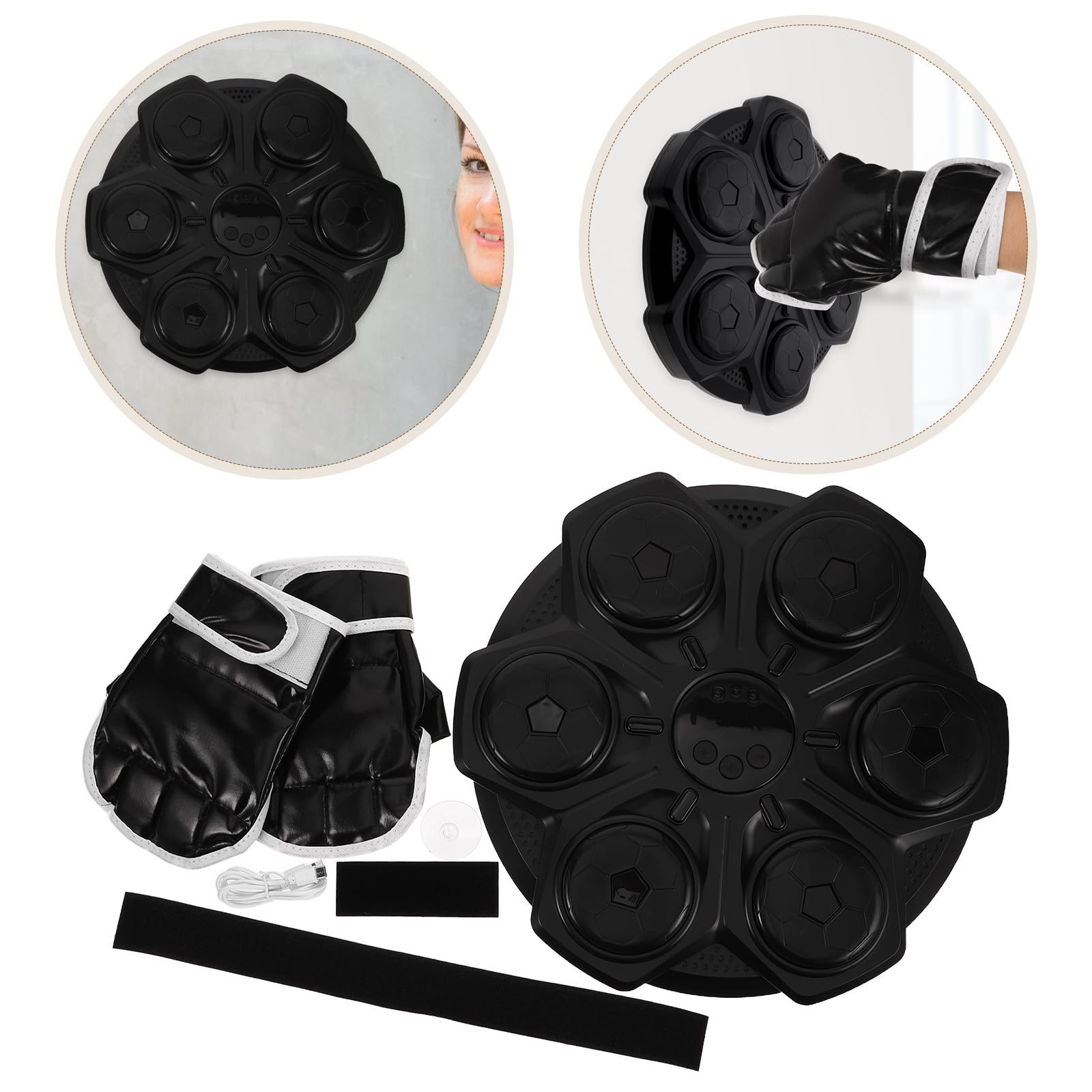 Macchina da Boxe Interattiva con Musica Intelligente, Cuscinetto da Boxe Elettronico in Plastica con Guanti, Strumento di Relax e Sicurezza per Allenamento a Casa