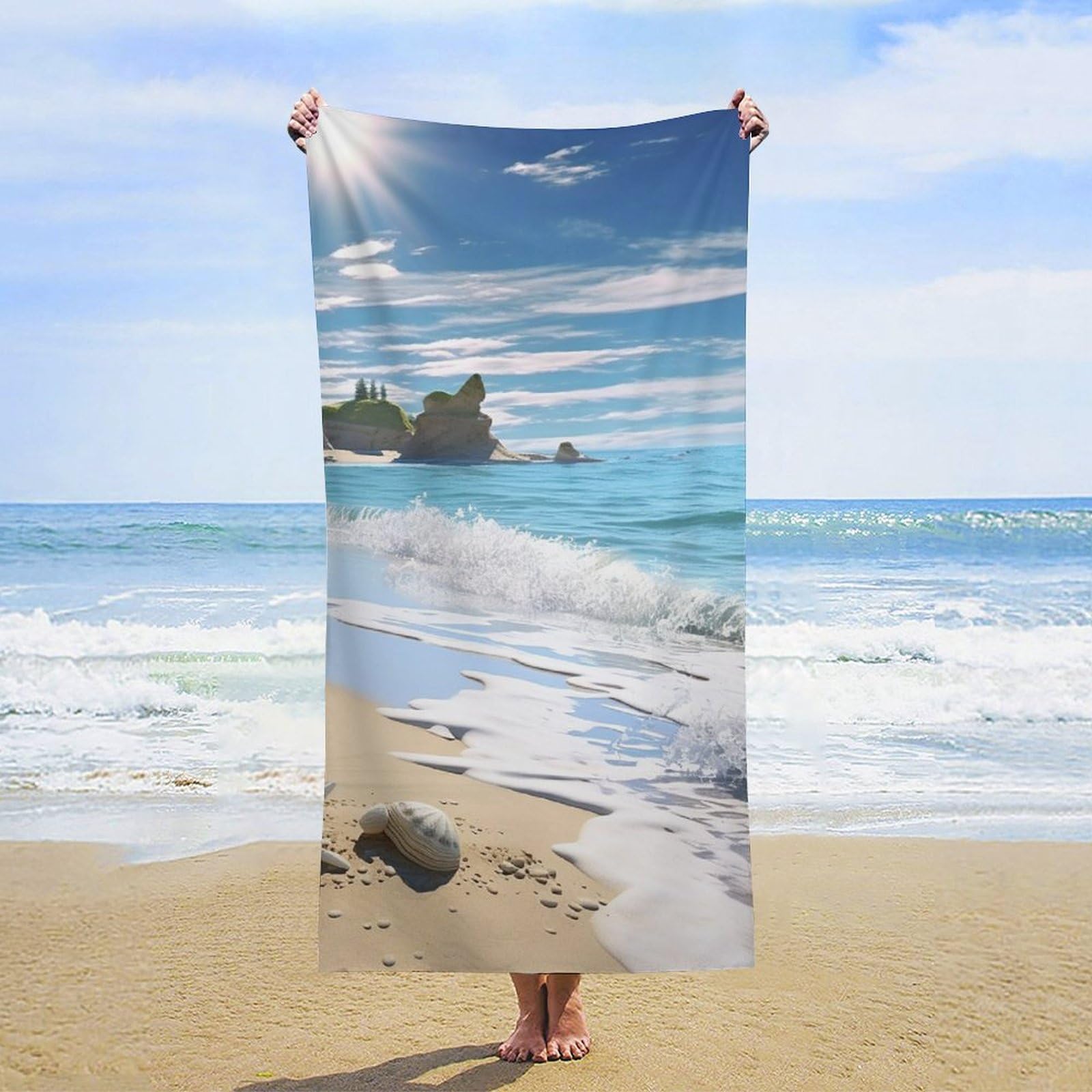 NTVOWPZO Ocean Beach Beach Towel Oversized Microfiber Bath Towels Lightweight Sand Proof Beach Towels Absorbent Pool Towels for Swimming Yoga Bathroom Towel 31.5" X 63"