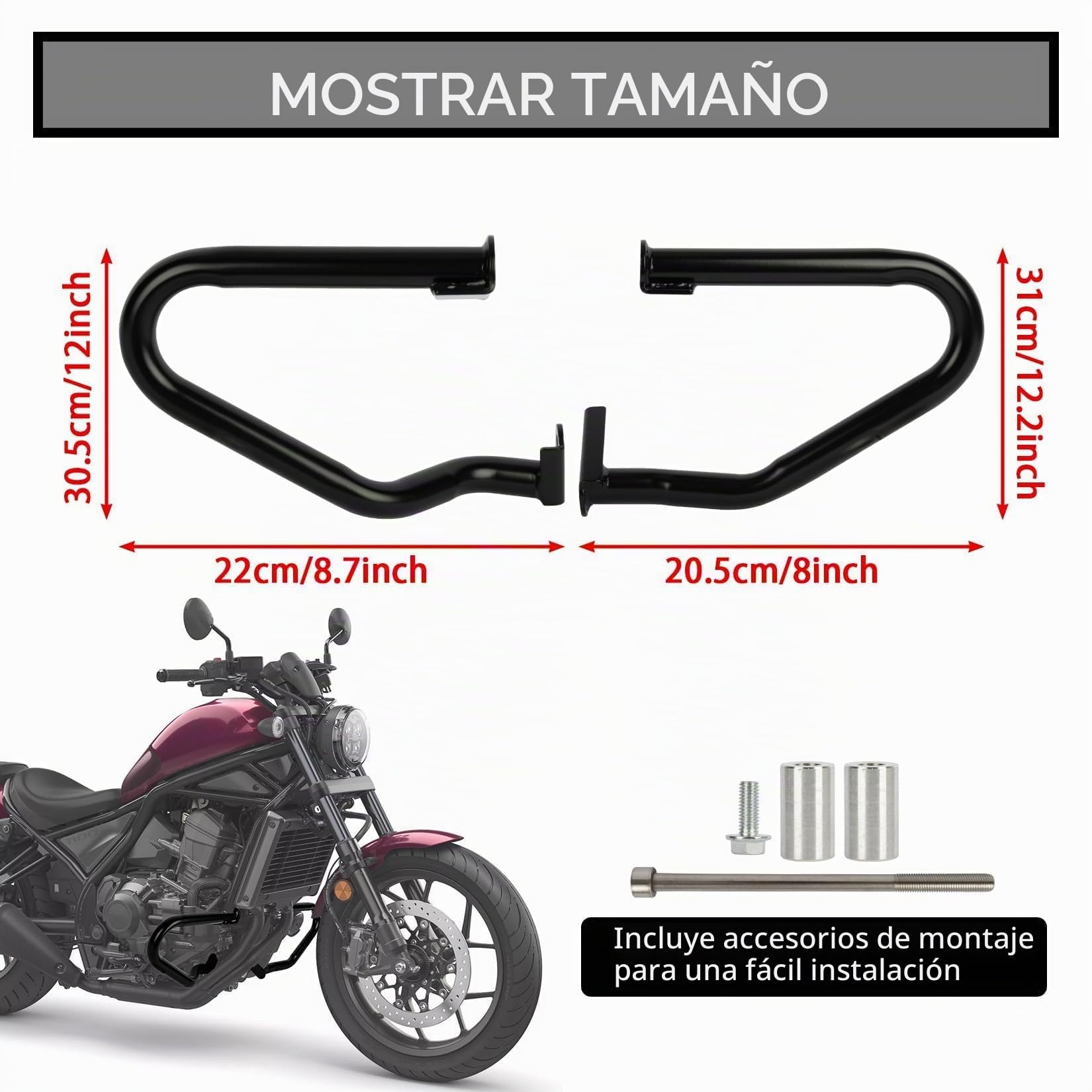 PSLER Barra de Choque Protectora del Motor del Parachoques de la Motocicleta para Rebel CMX1100 CMX1100T DCT 2021 2022 2023 2024 2025,Marco del Cuerpo del Amortiguador de la Barra de Choque
