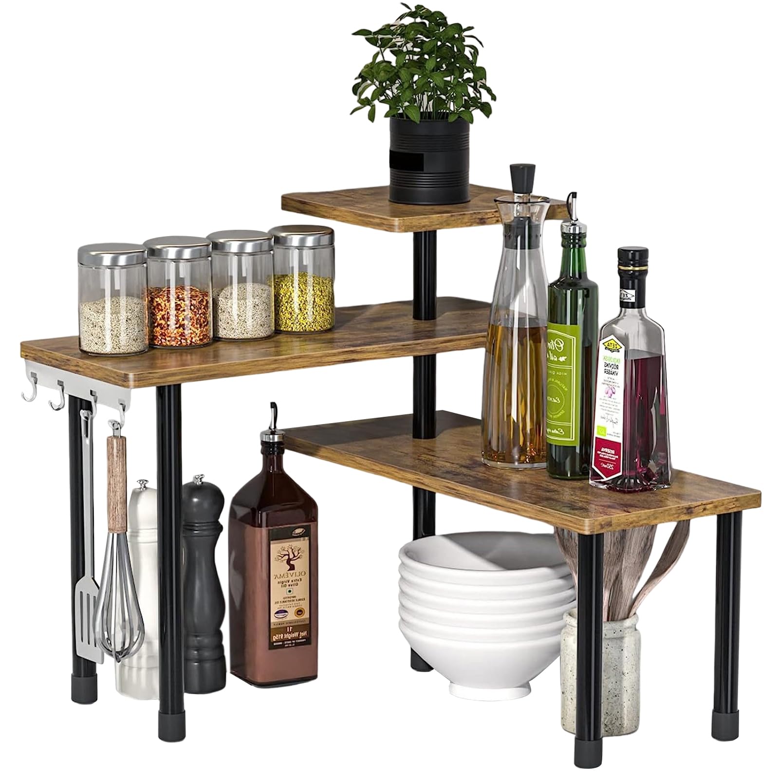 Estantería esquinera de cocina, estante de esquina para cocina, baño, esquina de mesa, multinivel, tridimensional, ahorro de espacio, estante para especias, estante cosmético, soporte para