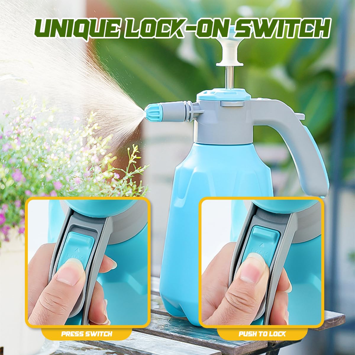 Drucksprüher,2L Sprühflasche Pflanzen mit Verstellbarem Düsenkopf,Tragbare Pumpsprühflasche zum Sprühen von Wasser,Dünger,Herbiziden,Pestiziden,Reinigungsmitteln
