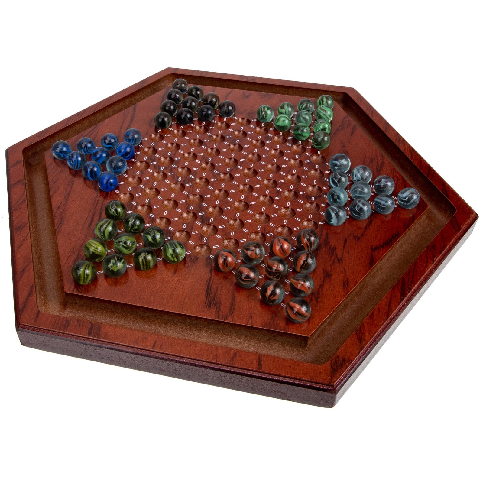 Jeu de Dames Chinoises en Bois, 1 Set, Plateau Hexagonal