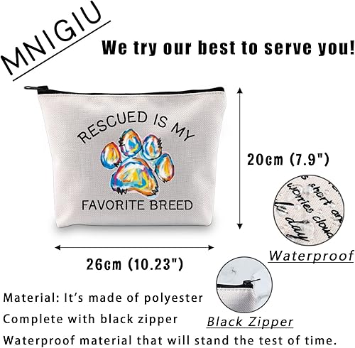 Miniatura 8 de Rescate perro amante regalo rescatado es mi raza favorita, bolsa de maquillaje con cremallera, regalo de rescate de animales, regalo de rescate de