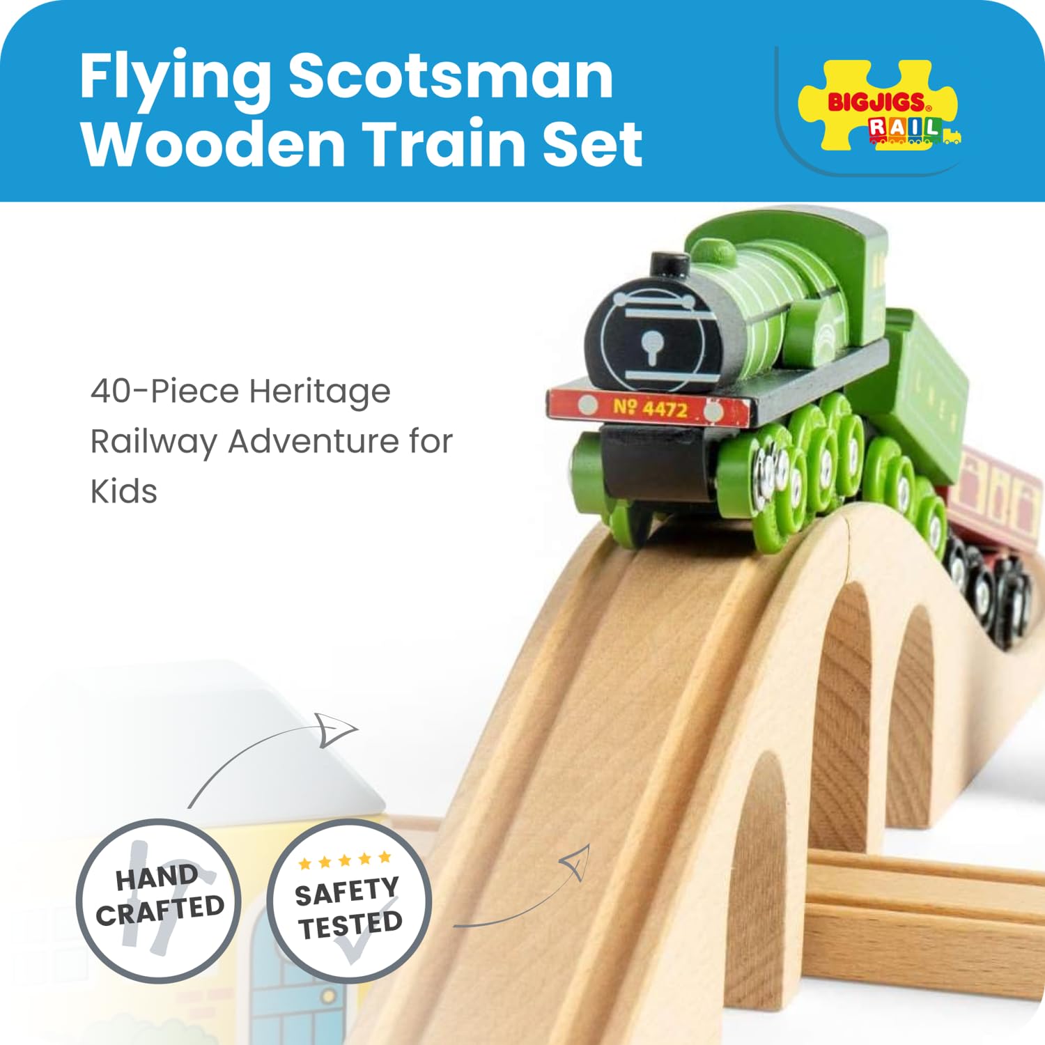 Bigjigs Rail Heritage Collection Flying Scotsman Train Set - 40 Play Pieces