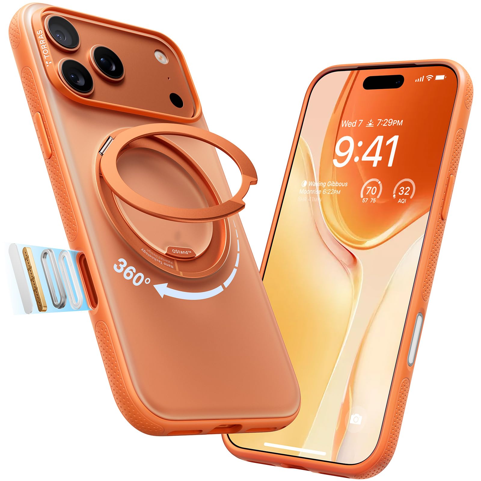 Photo 1 of TORRAS 360 Magnetic Stand Case for iPhone 17 Pro Max (Cosmic Orange)