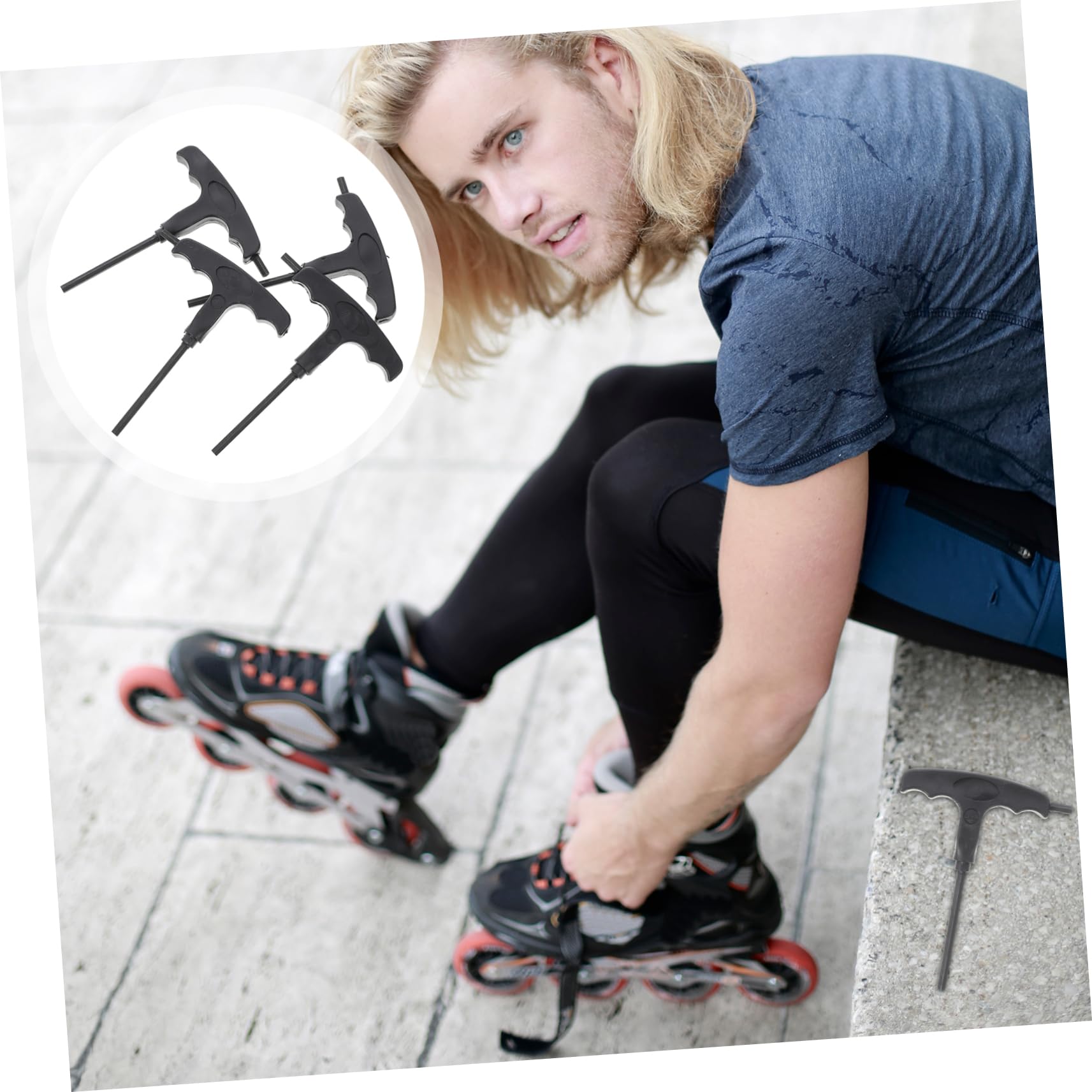 WOONEKY 4pcs Roller Skates Wrench Set T-Type Wrench for Skating Shoes Wheel Removal Tool w Screw Driver for Ice Skates