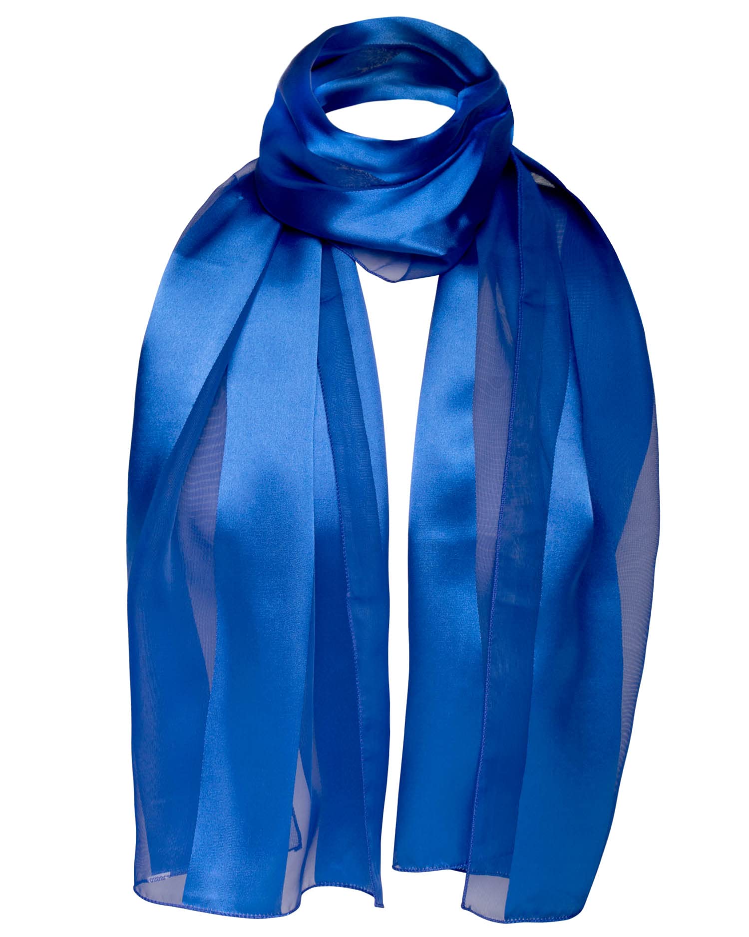Basic Sense Women's Royal Blue Shiny Satin Scarf Lightweight Silky Chiffon Solid Plain Strip Neck Scarves,