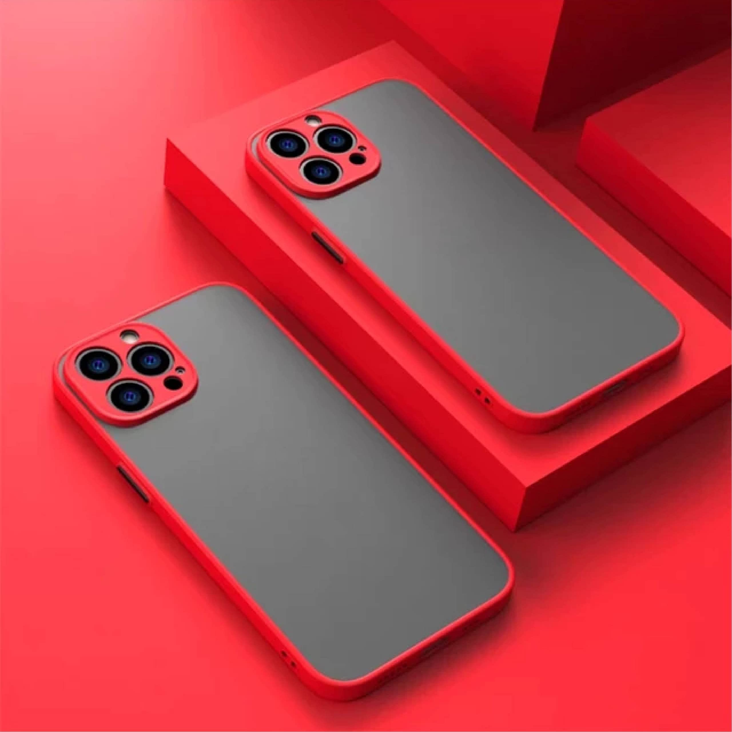 JM Elite Brands Case Compatible with iPhone 14 Pro Max - Supports MagSafe Technology - Ultra-Thin Silicone Hardcase - Matte Finish - Shockproof Bumper with Lens Protection - Anti-Fingerprint - Red