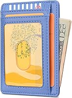 Vista 185 de Buffway - Billetera delgada minimalista de cuero con protección RFID para hombre y mujer Café Lichee