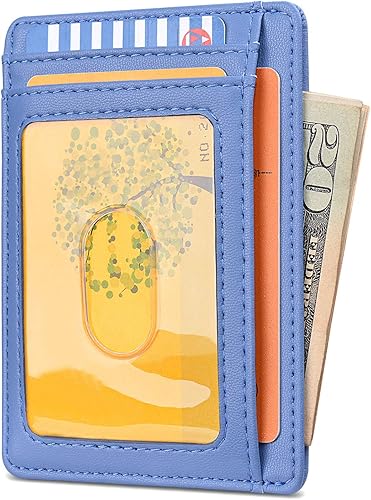 Miniatura 174 de Buffway - Billetera delgada minimalista de cuero con protección RFID para hombre y mujer