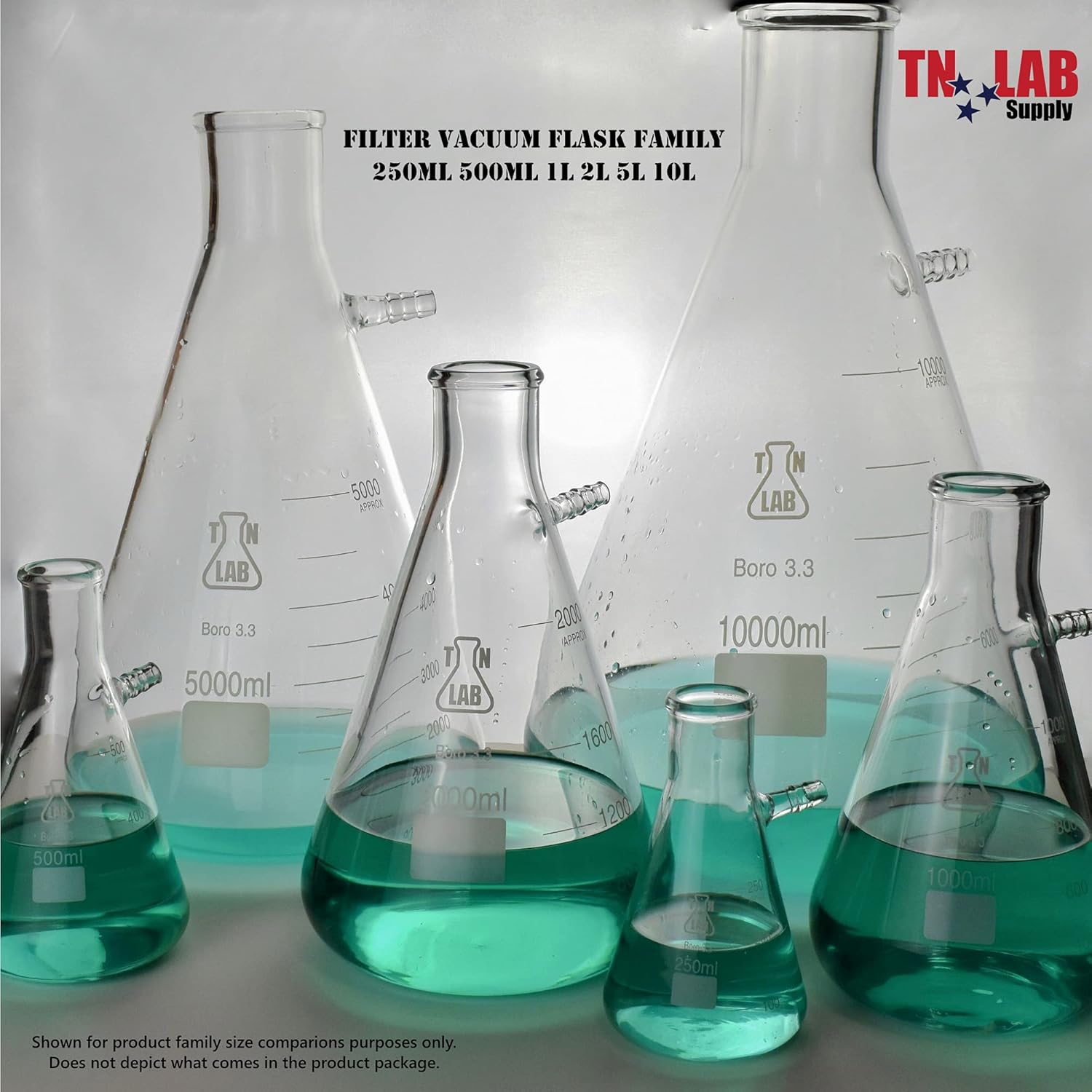 TN LAB Supply TN Lab Filter Flask Borosilicate Glass Vacuum Flask 500ml