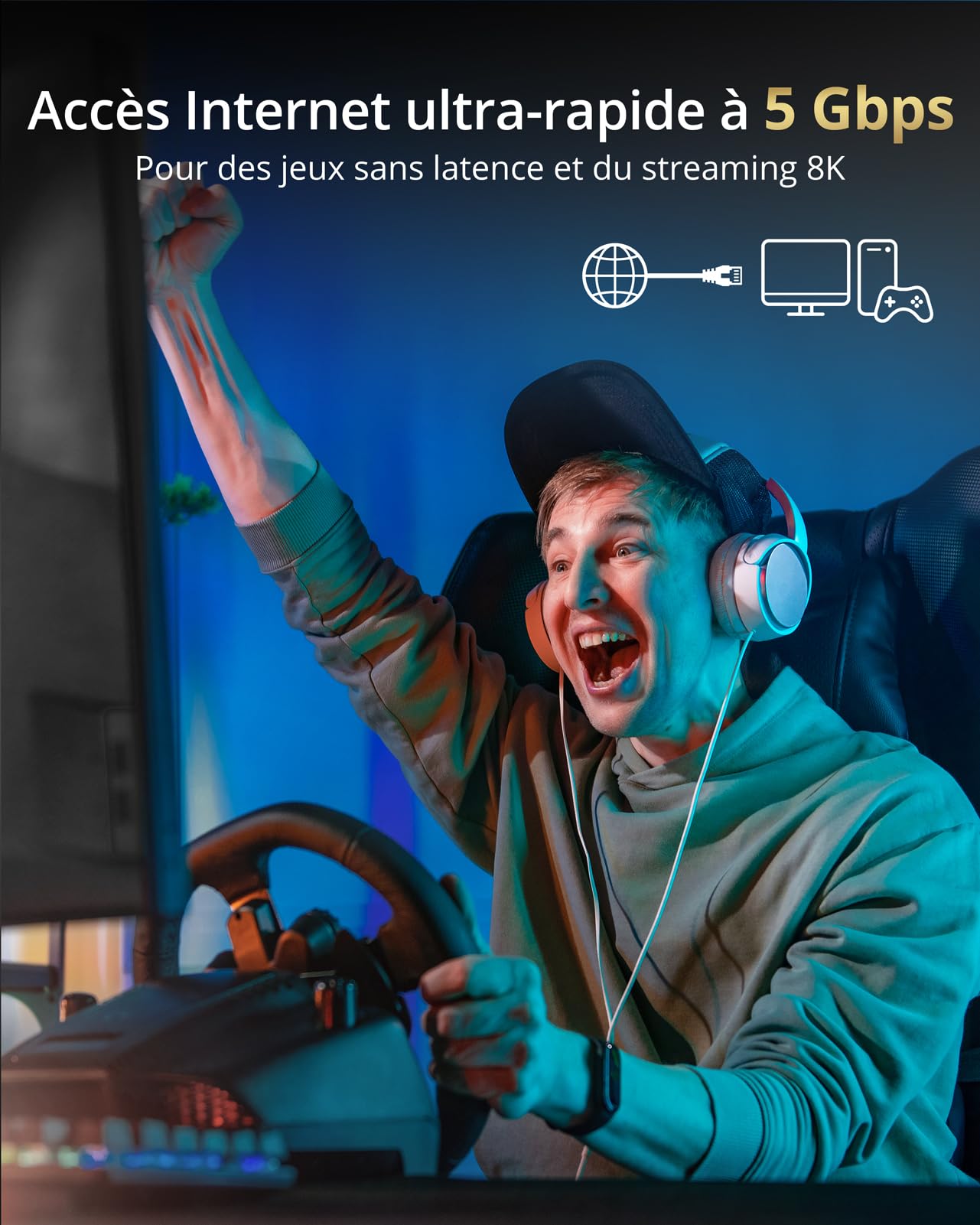 BrosTrend 5 Gigabit Carte Reseau PCI Express, Carte Réseau 5Gb PCIe, Latence Ultra-Faible, Carte Réseau Ethernet PCIe Adaptateur, Compatible avec Windows 11/10, Windows Server 2022, Protection à Vie