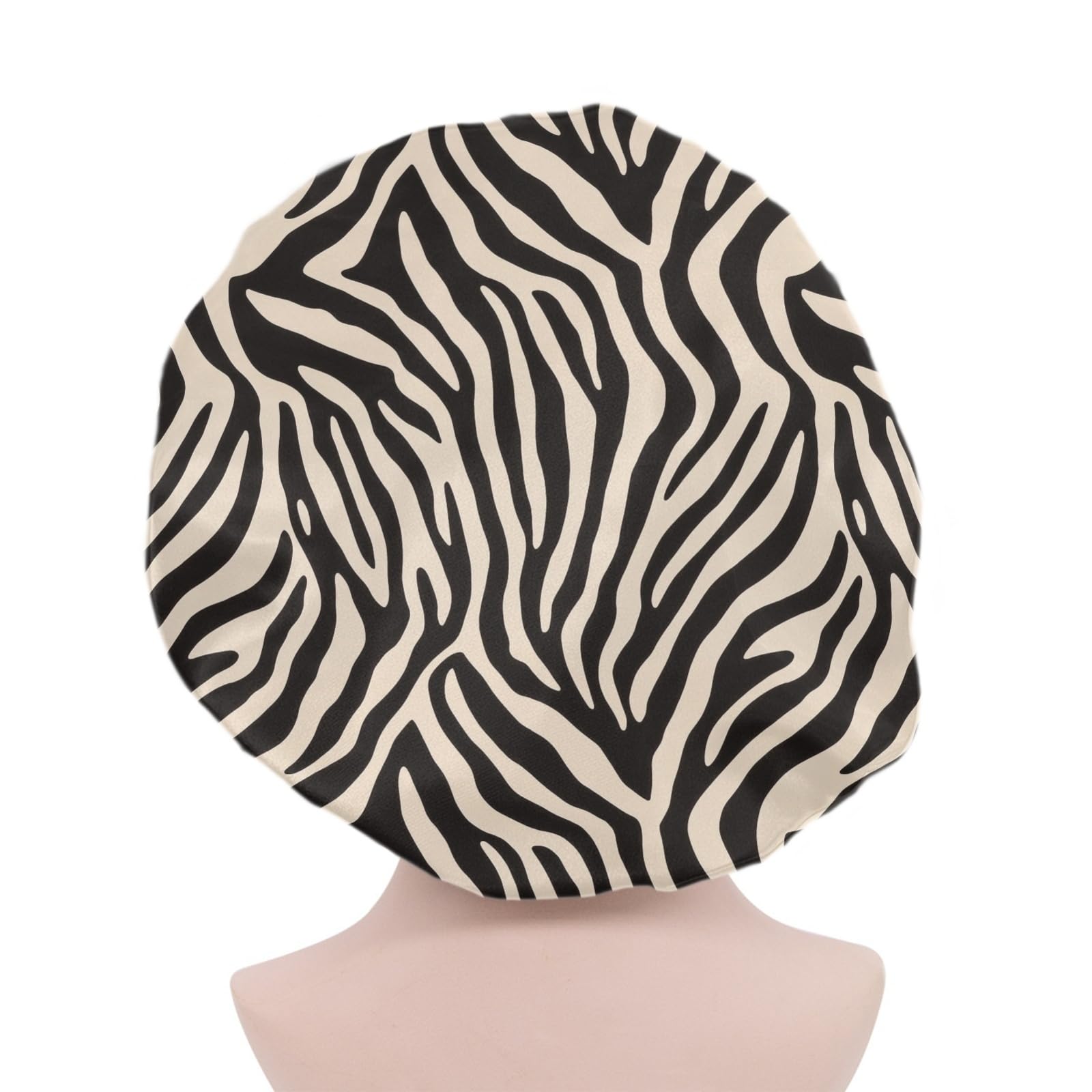 AFPANQZ Satin Bonnet Silk Bonnet, Zebra Stripes Hair Bonnet for Sleeping with Elastic Wide Band Silk Sleep Cap, Soft and Breathable