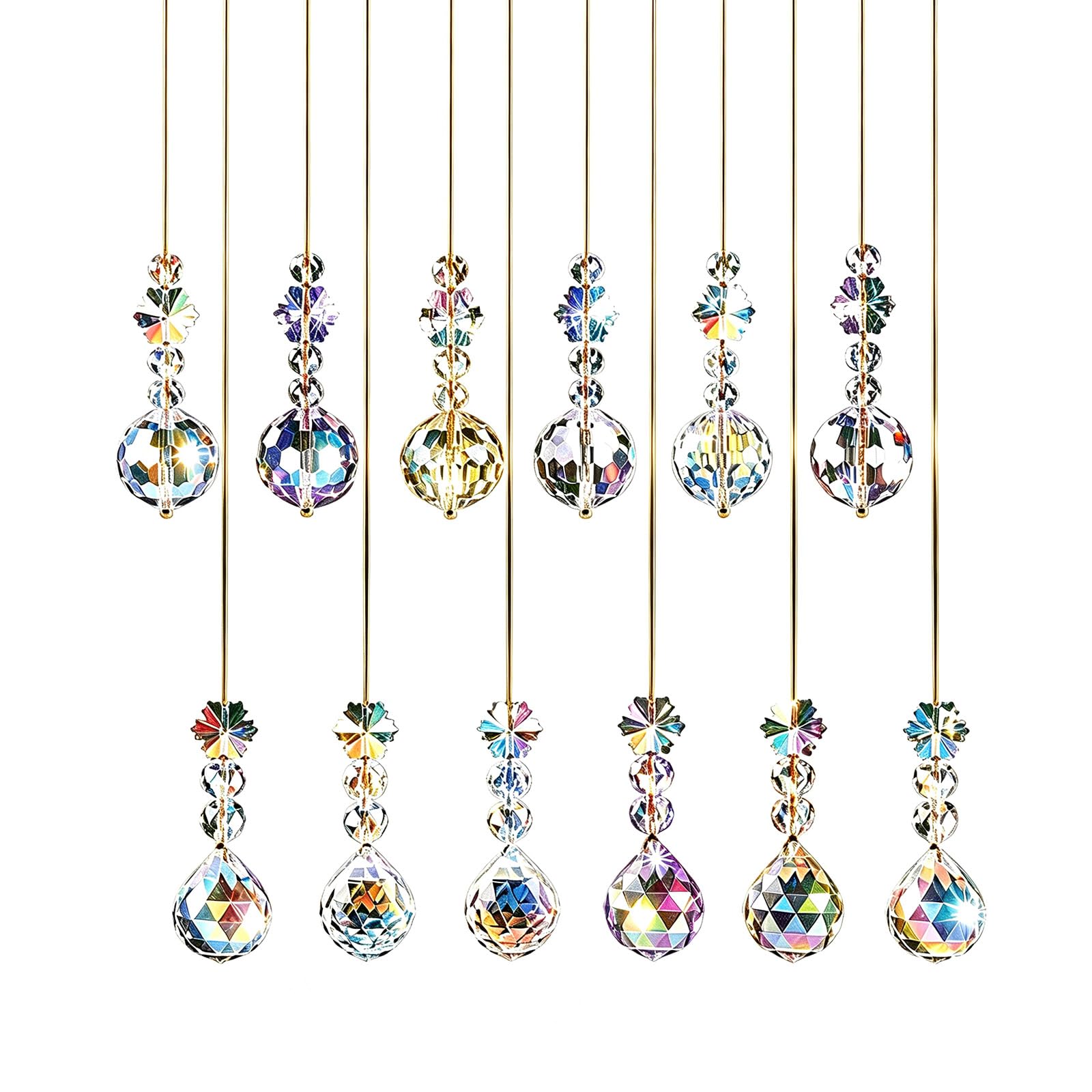 JUUDDENPARTS 12 PCS 22mm Rainbow Crystal Ball Ornaments, Versatile Hanging Crystals for Christmas Tree, Suncatchers, Weddings & Parties