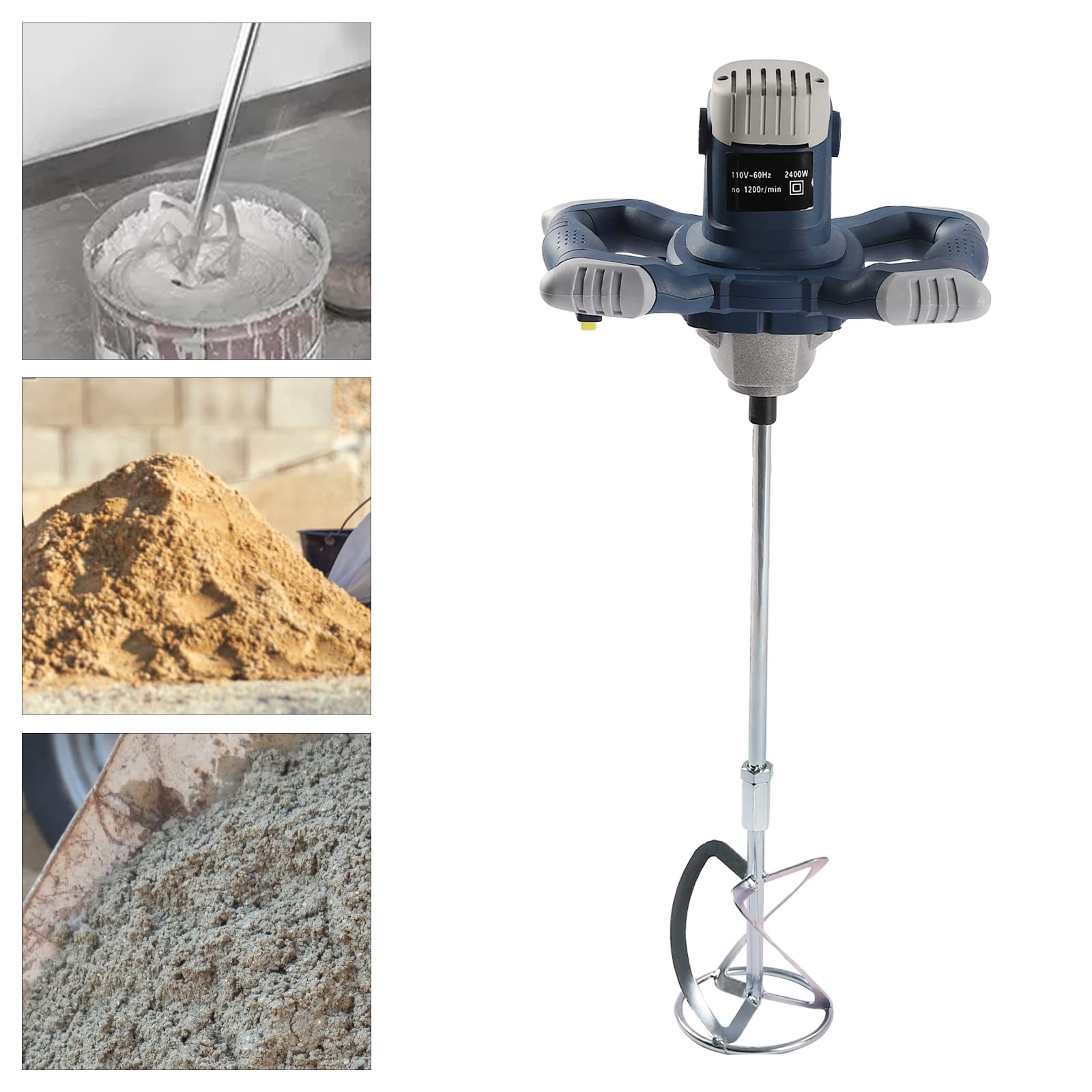 Agitatore professionale da 1400 W, miscelatore per malta a secco, per colla, stucco, betoniera, 6 marce, regolabile