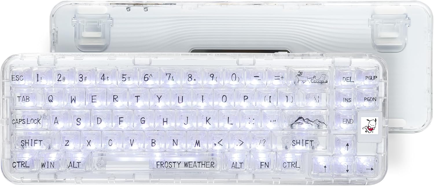 CoolKiller CK68 65% Tri-Mode Wireless Mechanical Keyboard with OLED Display, Hot-Swappable Gasket Mount, RGB Backlit, BT5.1/2.4G/USB-C, for Windows & Mac, Ice Blade Tactile Switches