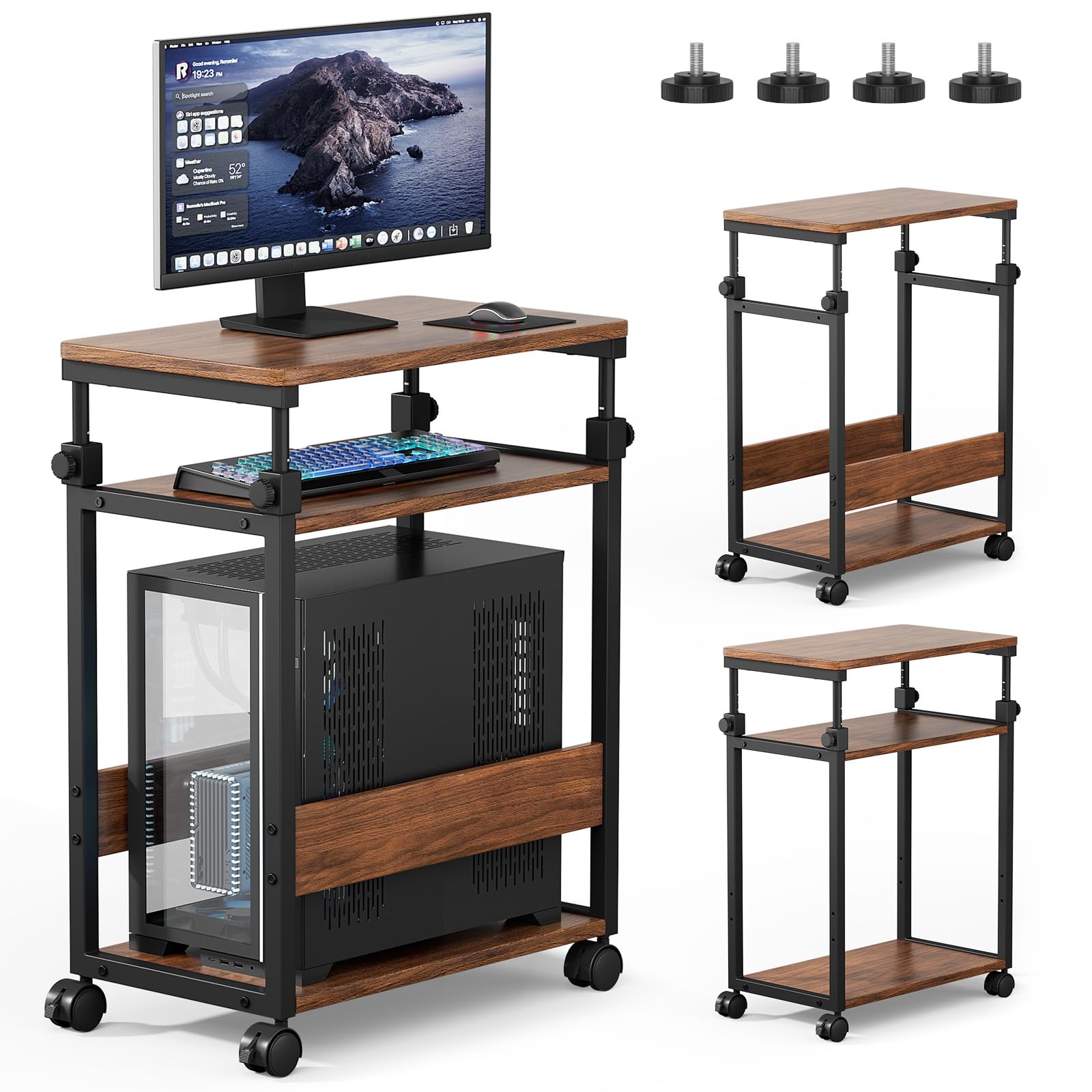 Amazon.co.jp: TTWO パソコンワゴン pcラック キャスター付き 昇降式