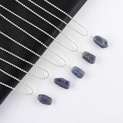 Miniatura 23 de Natural Gemstones Pendant Necklace, Rough Stones, Silver Plated, Chakra Healing Crystals, Handmade, Wedding, Birthday, Minimalist, Jewelry for Women