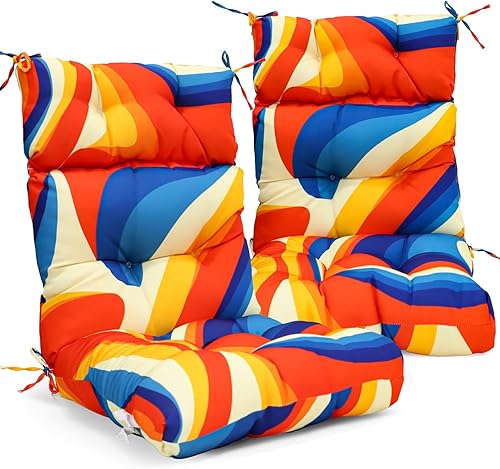 Vista 14 de EAGLE PEAK Juego de 2 cojines copetudos para sillas de patio con respaldo alto para exteriores e interiores, 46 x 22 pulgadas, bandera estadounidense