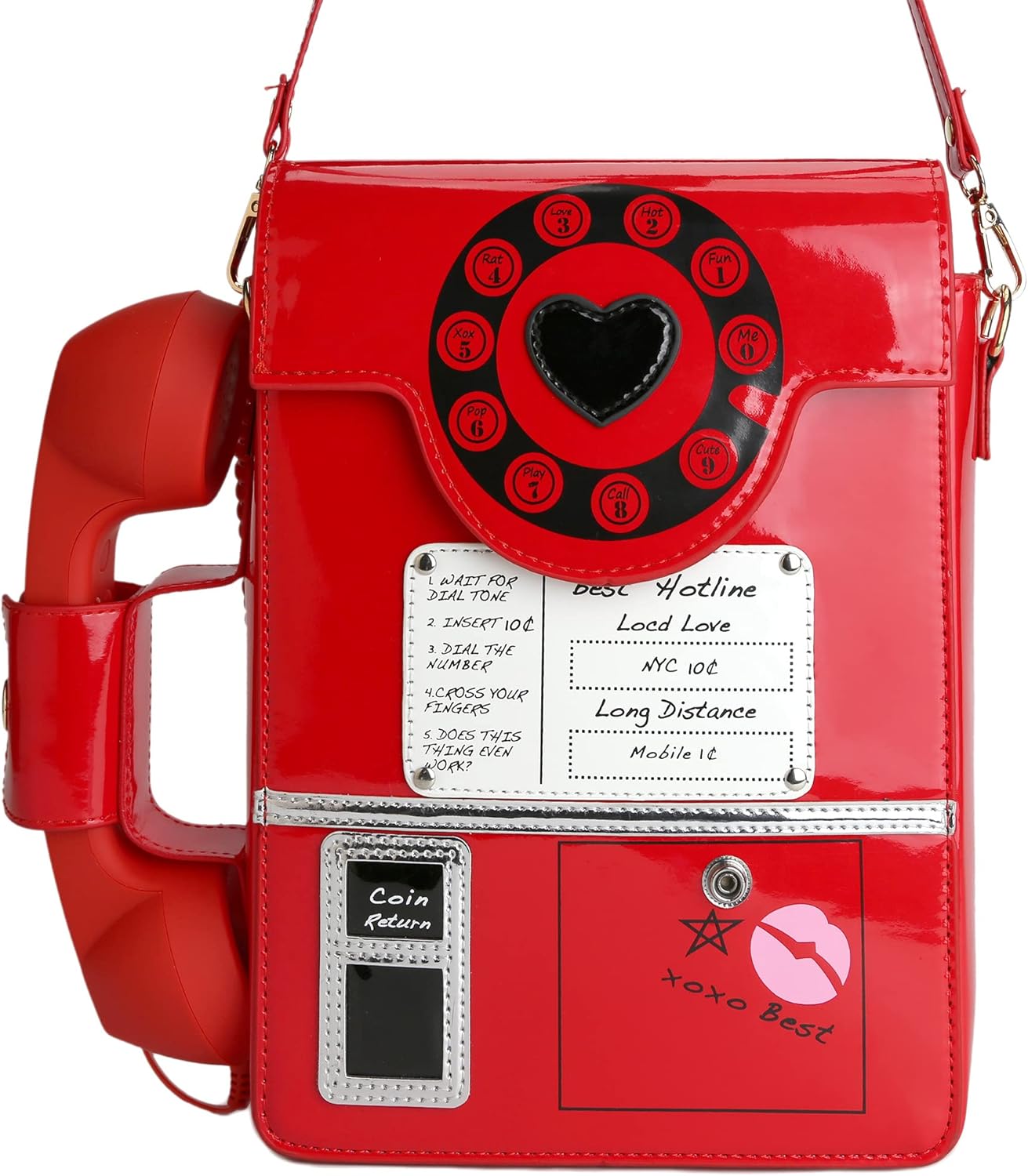 QiMing Retro dial telephone Crossbody Shoulder Bag,Pu Movable microphone Purse for Women - Image 5