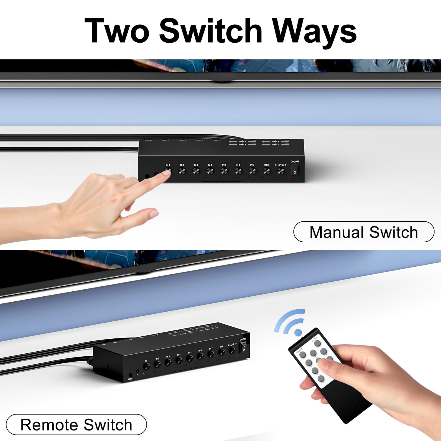 Y.D.F Commutateur 4 voies HDMI 2.0 + convertisseur 4 RCA vers HDMI (2 en 1) 4 voies AV composite CVBS commutateur vers HDMI prend en charge la commutation 4:3/16:9 pour N64 NGC Wii Xbox PS2/3/4/5 Xbox
