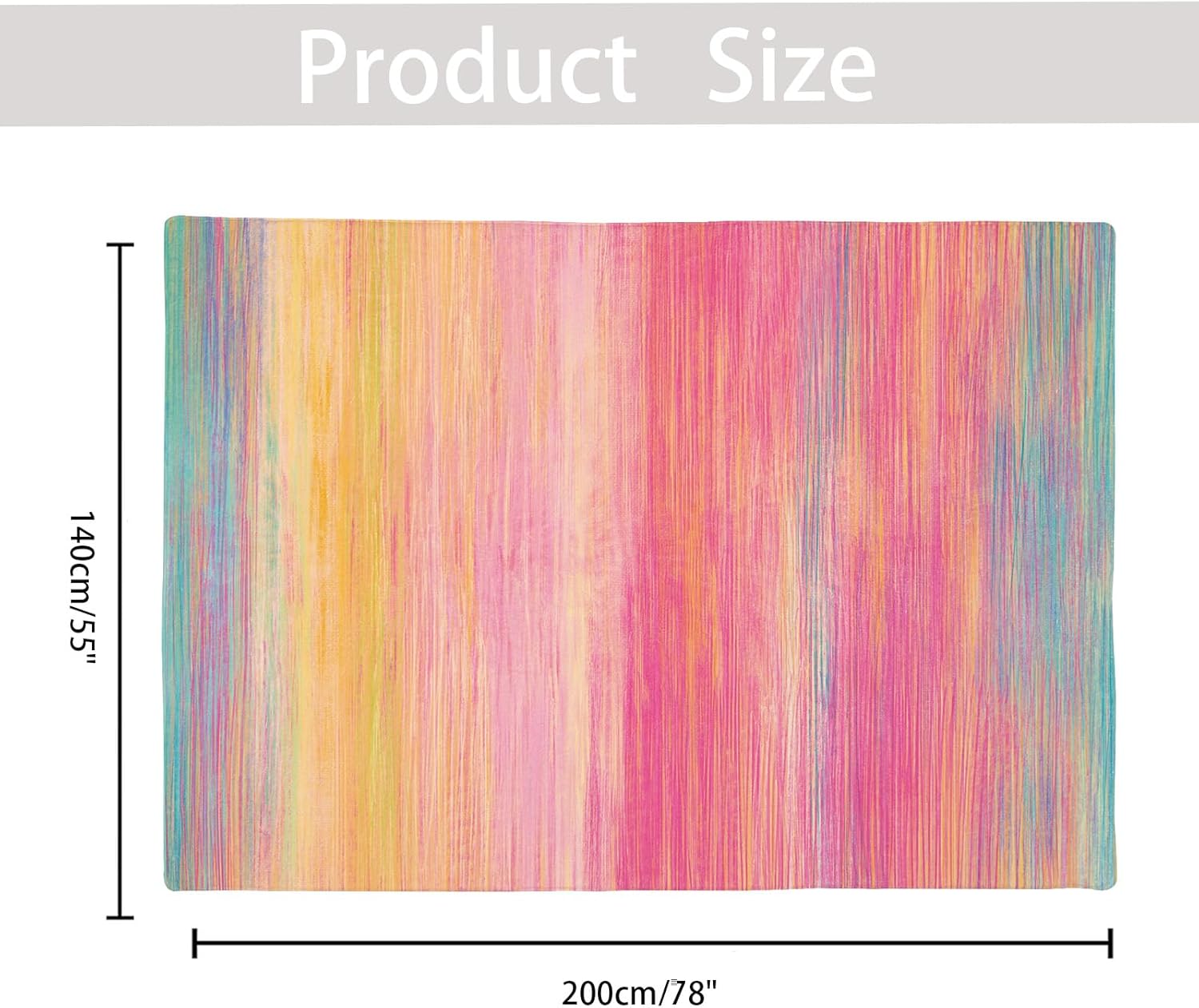 USTIDE Vibrant Rainbow Area Rug 5x7/55"x78" Colorful Stripe Kids Rug Plush Machine Washable Rug for Girls Bedroom Nonslip Kids Carpet for Nursery Soft Playroom Home Decor