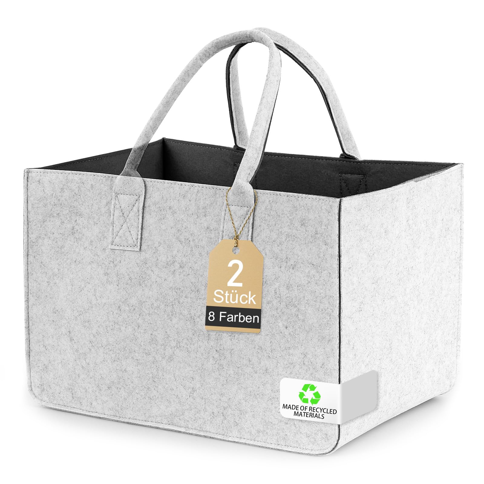 Sinand 30L Einkaufskorb, Einkaufstasche mit Henkel, Robust/Gut Verarbeitet/Faltbar Die Filztasche Storage für Outdoor Trips, Picknick, Einkaufen Außen (Dunkelgrau - Blau)