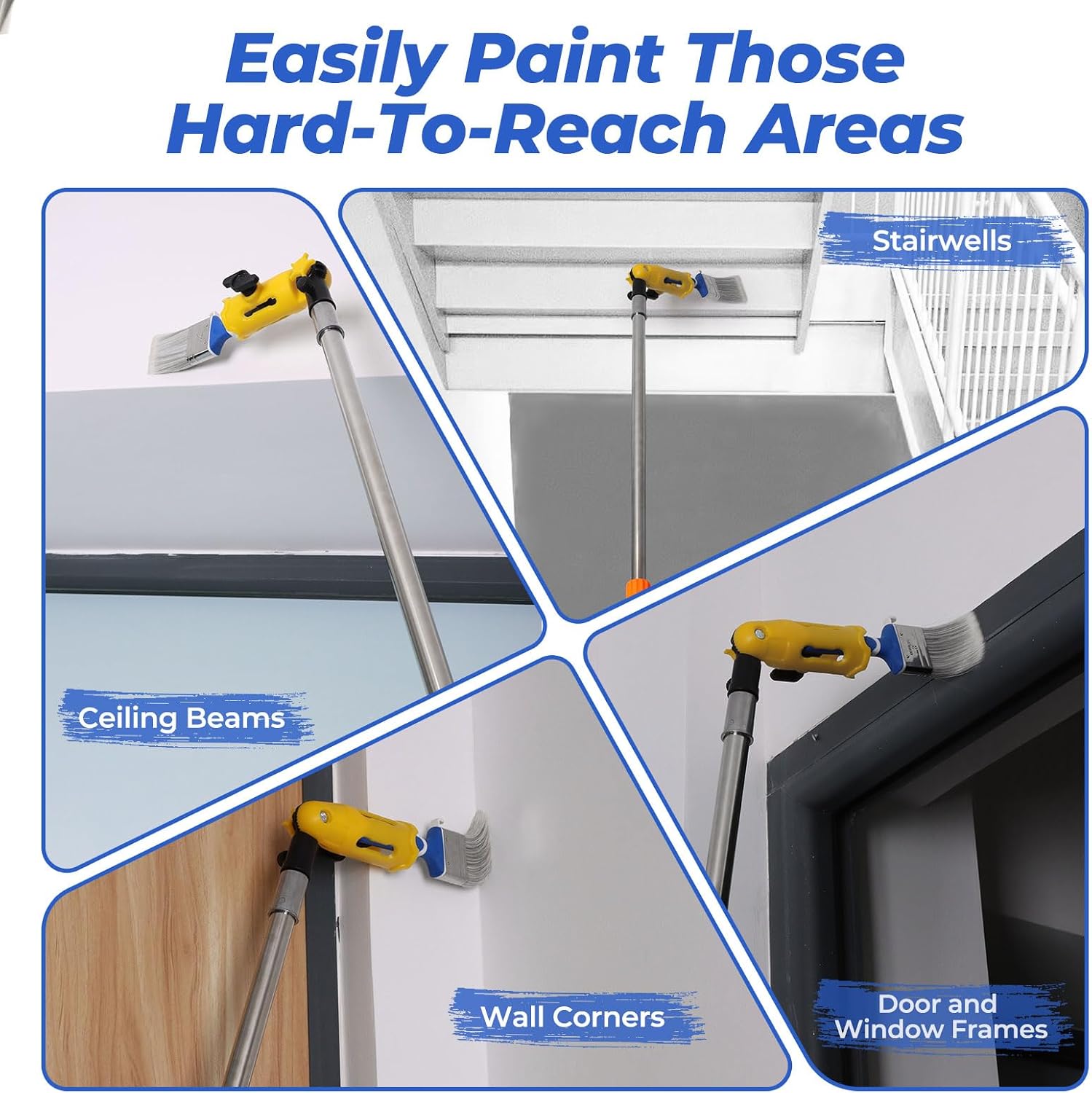 Upgraded Locking Design Multi-Angle Paint Brush Extender Holder | Paint Brush Extender Holder,180°Free Rotation,Easy Paint Hard-To-Reach Spots,Fits Most Rollers, Brushes & Scrapers