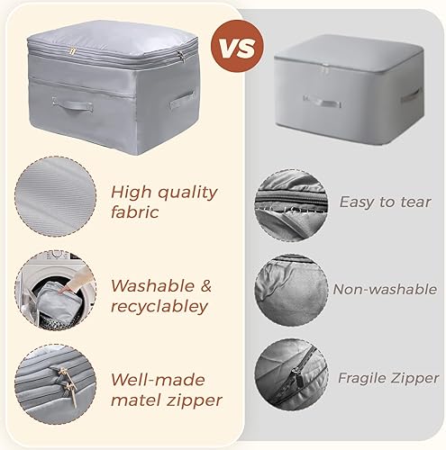 Miniatura 3 de Organizadores de autocompresión que ahorran espacio, paquete de 2 cubos de embalaje de compresión con doble cremallera para ropa de cama, bolsa de