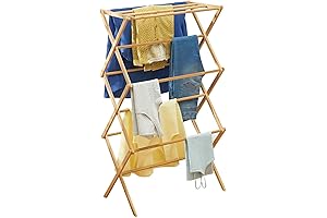 mDesign Compact Bamboo Clothes Drying Rack