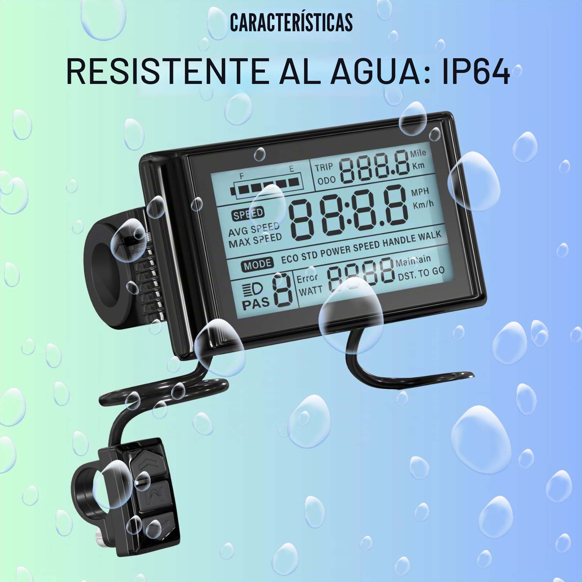 SW900 - Pantalla LED para bicicleta eléctrica, 5 pines, SW900, 36 V, 48 V, 60 V, 72 V, velocímetro